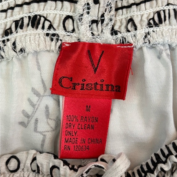 V Cristina Halter Style Coordinating Set, Size M, 100% Rayon, Black/Off White - Picture 8 of 12